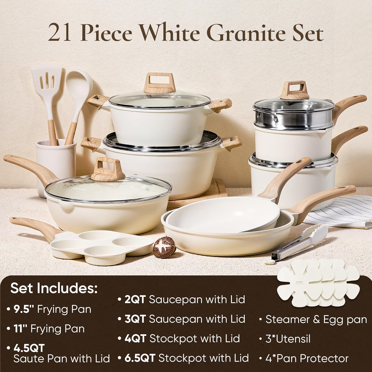 White Granite Cookware Set